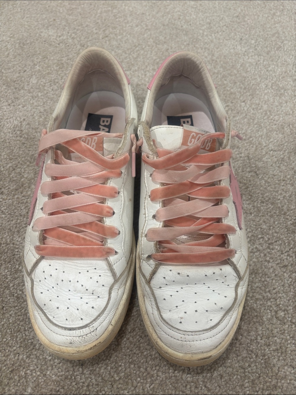Size 38 Golden Goose Ballstar Sneakers with Pink Accents